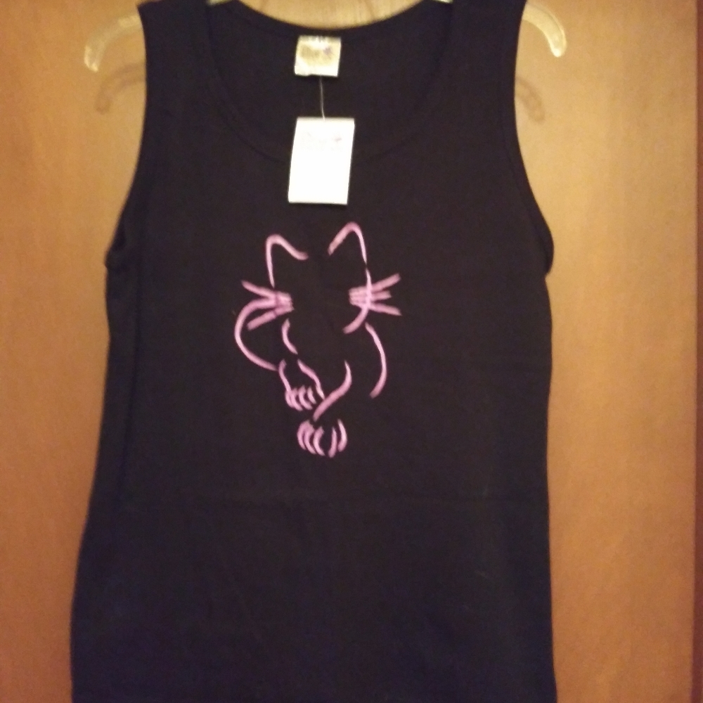Ladies large black cat tank